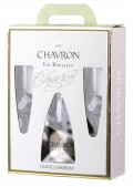 Дополнительный ассортимент СпБ: Gift set "Chavron. Brut Rose" (Chavron. Brut Rose + 2 goblet) with gift box Подарочный набор "Шаврон. Брют Розе" (Шаврон. Брют Розе + 2 бокала) в ПУ